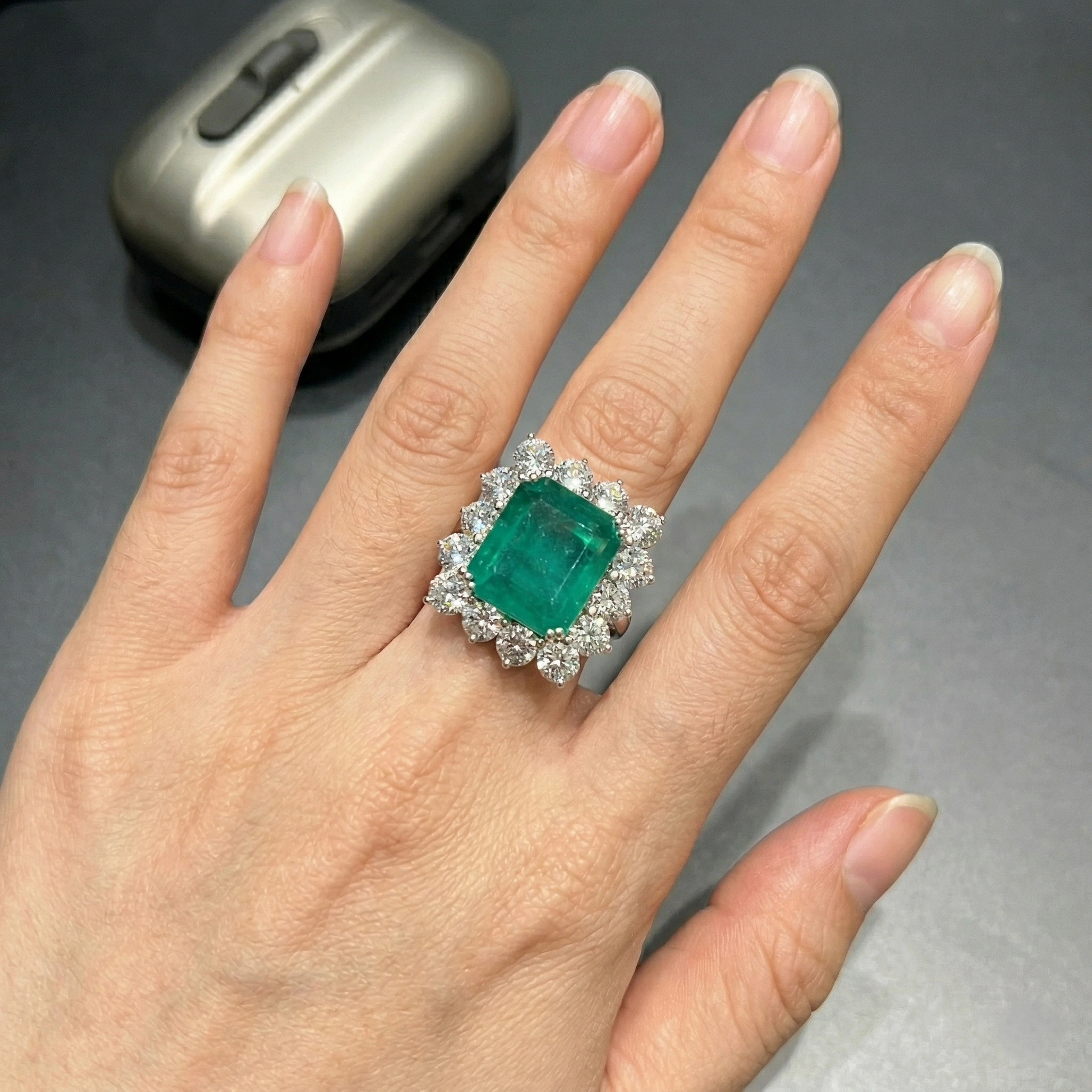 8.75 CT Emerald Cut Natural Diamond Ring in PT950 Platinum view 5