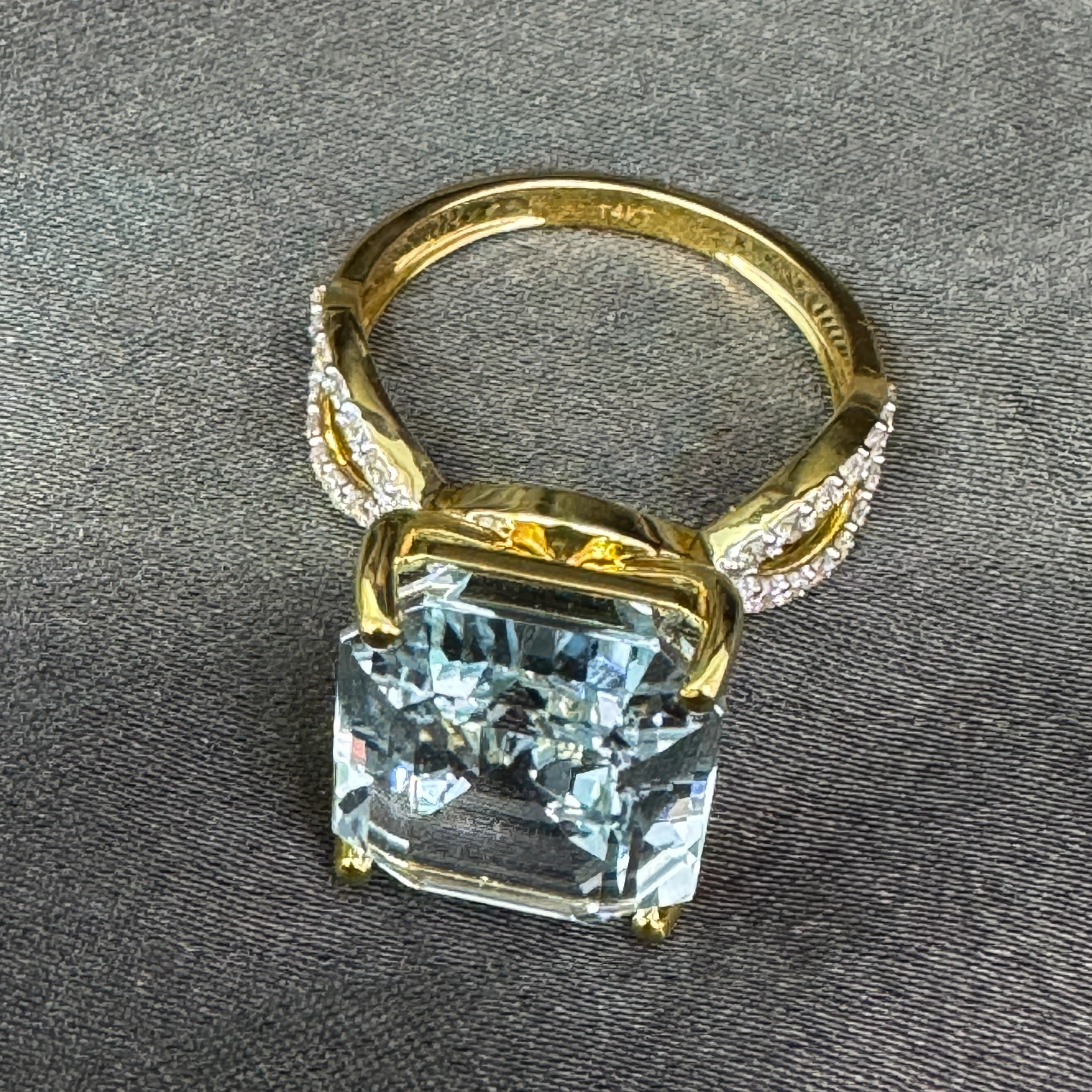 9.96 CT Natural Diamond Emerald & Round Diamond Engagement Ring in 14KT Yellow Gold