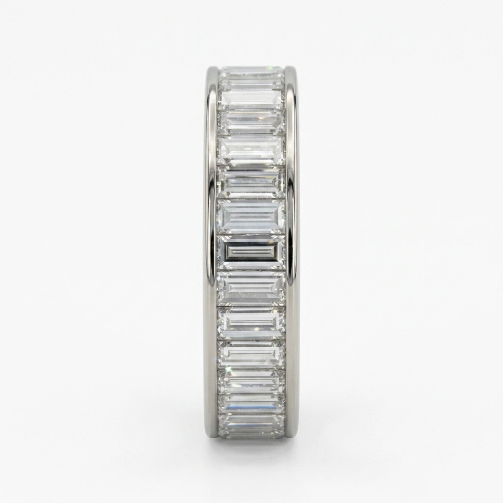 Baguette Cut Lab Grown Diamond Eternity Ring in PT950 Platinum view 3