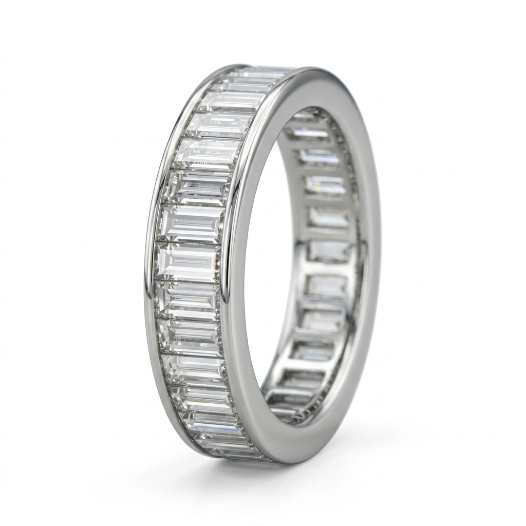 Baguette Cut Lab Grown Diamond Eternity Ring in PT950 Platinum view 4