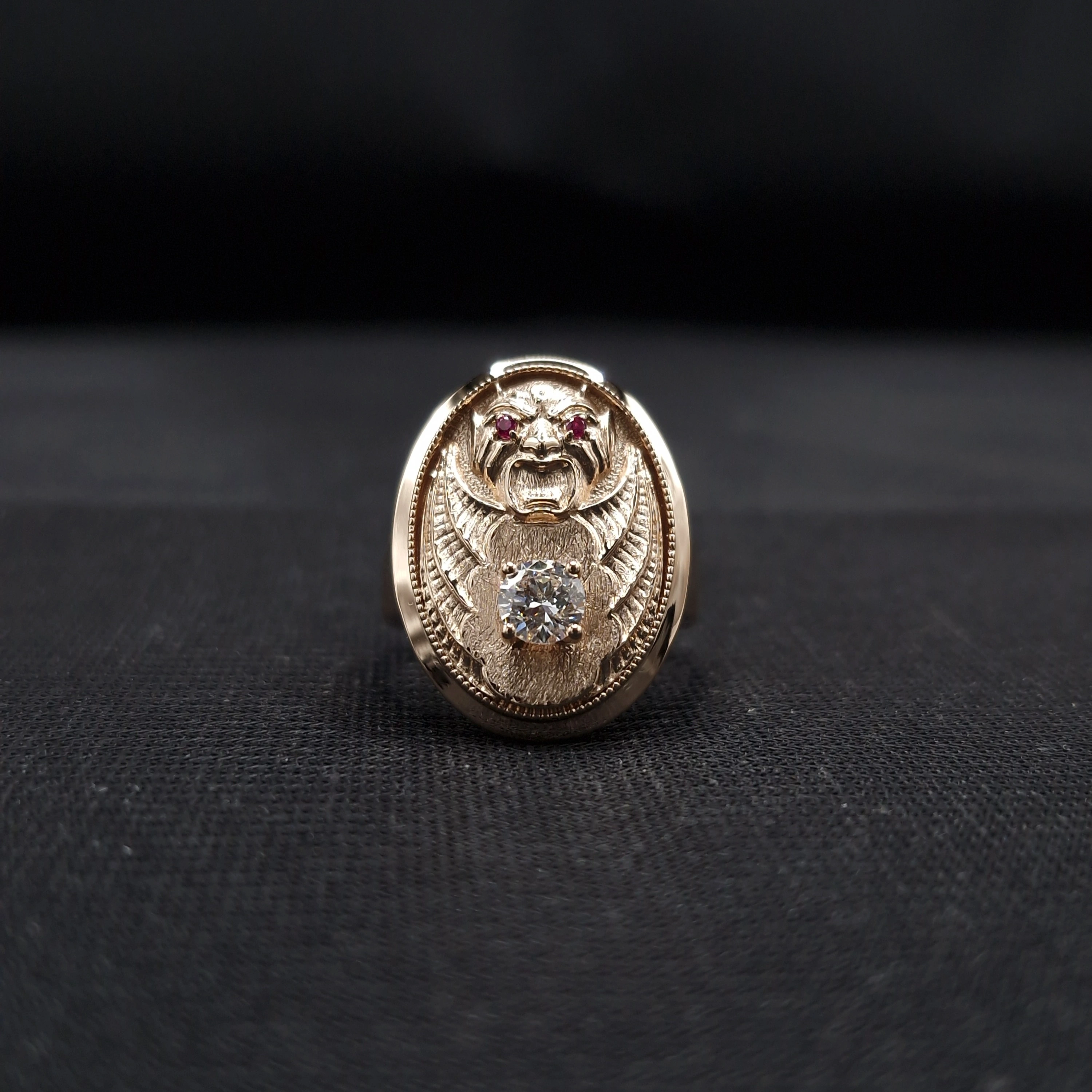 Bat Motif Diamond Ring in 18K Rose Gold