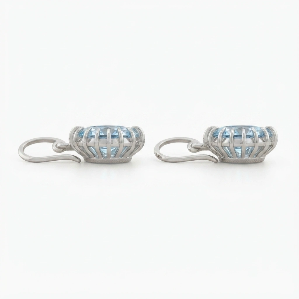 Blue Marquise Lab Grown Diamond Earrings view 4