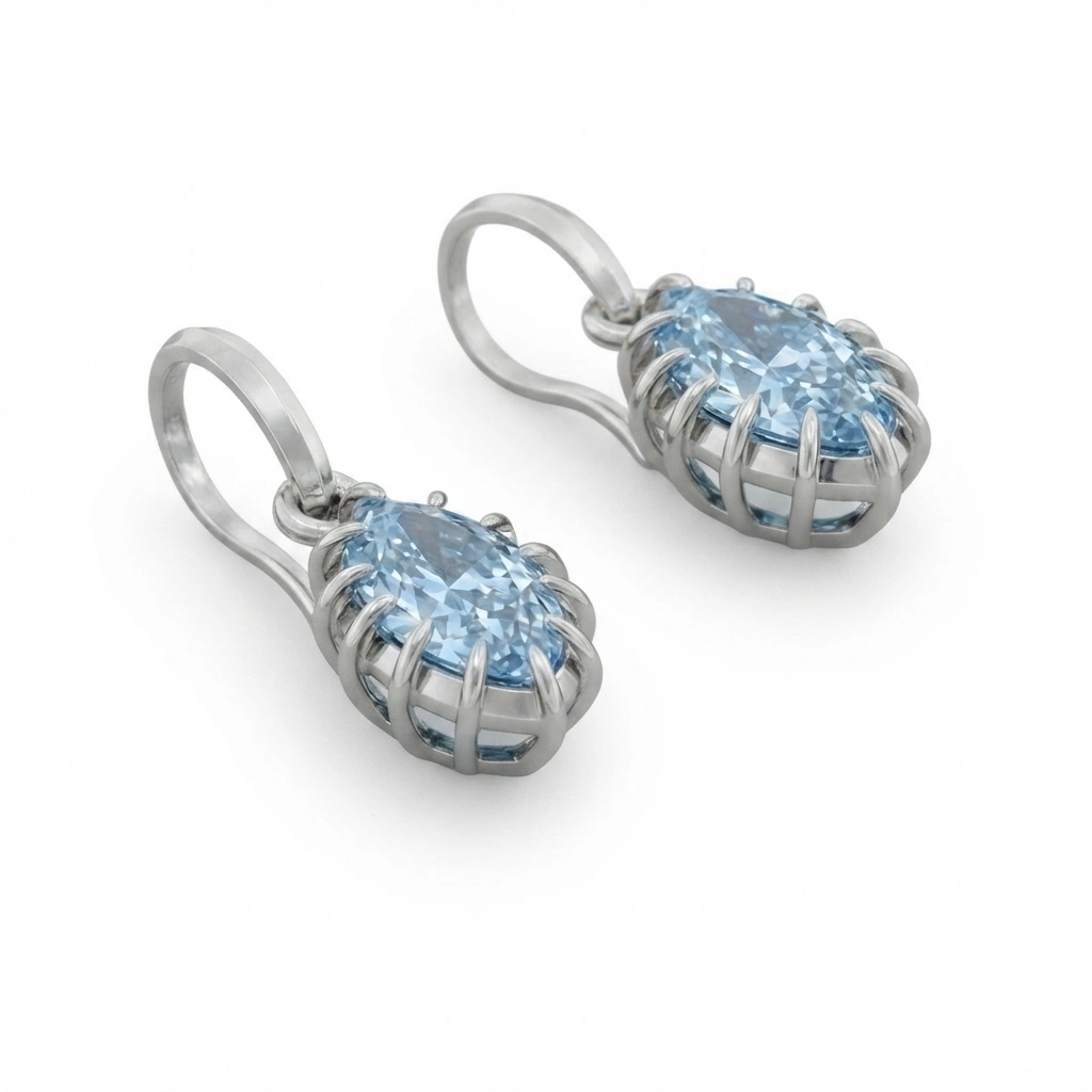 Blue Marquise Lab Grown Diamond Earrings view 5