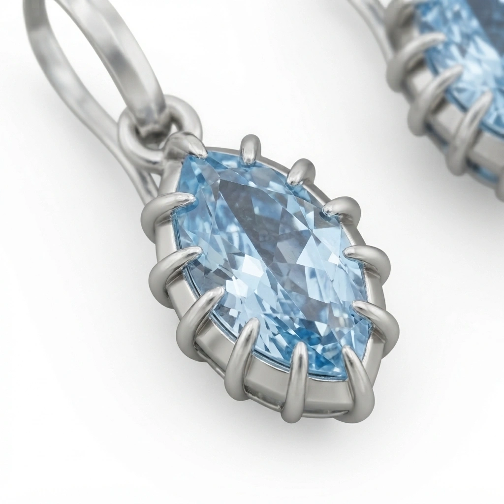 Blue Marquise Lab Grown Diamond Earrings view 6