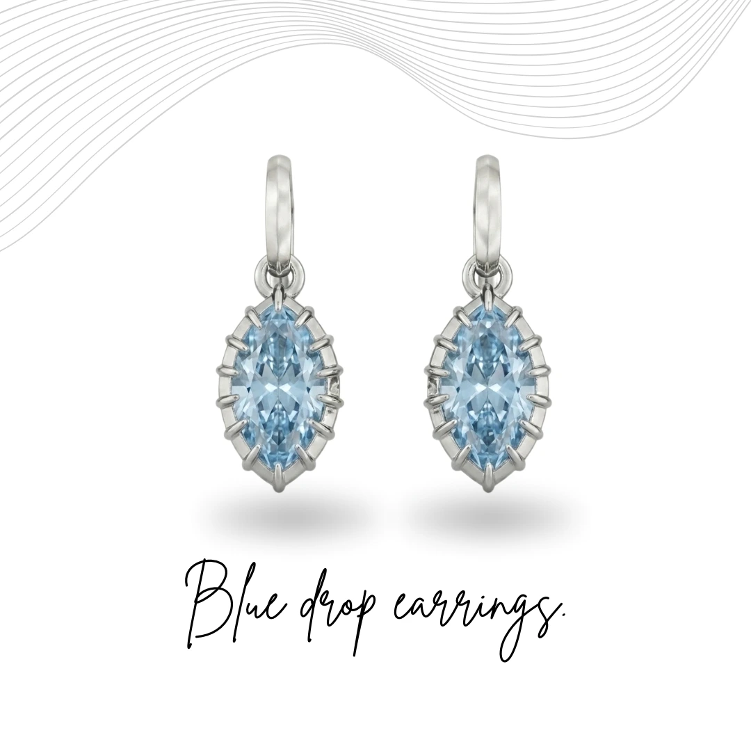 Blue Marquise Lab Grown Diamond Earrings