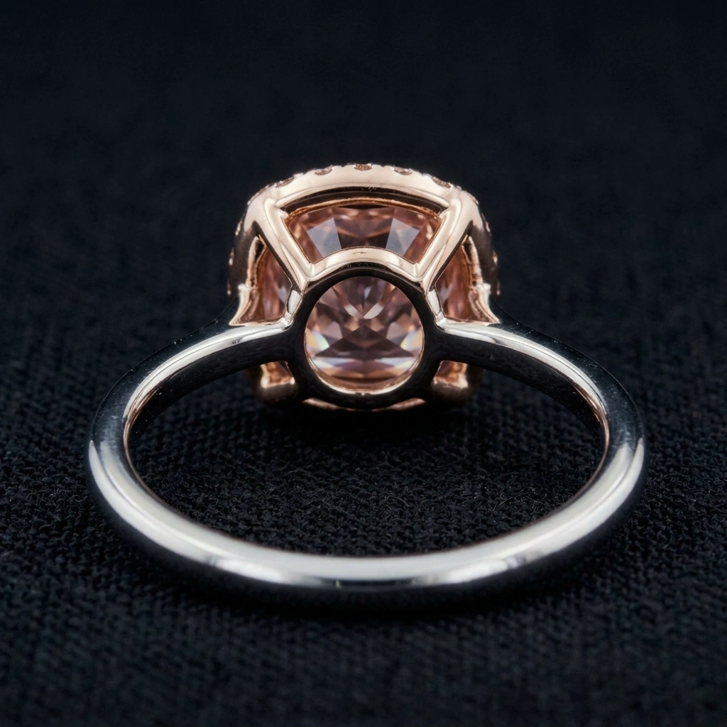 Blush Pink Cushion Cut Lab Grown Diamond Ring in PT950 Platinum view 3