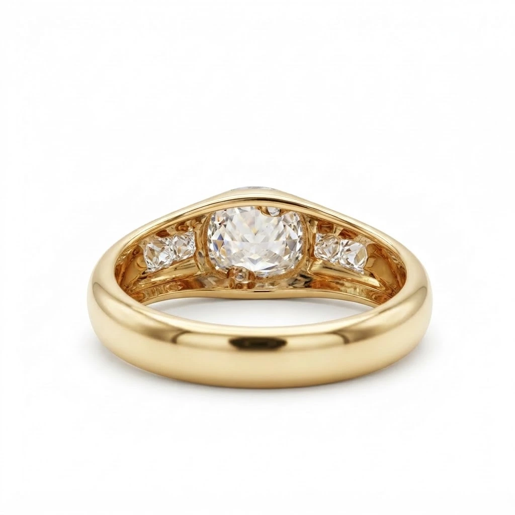 Cushion & Princess Lab Grown Diamond Two-Tone Signet Ring | IGI Certified view 5