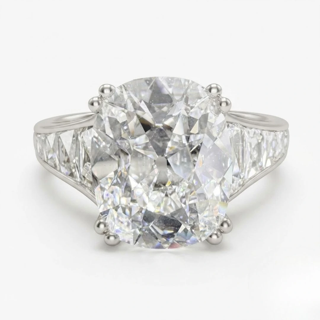 Cushion Cut Lab Grown Diamond Ring in PT950 Platinum IGI Certified view 3