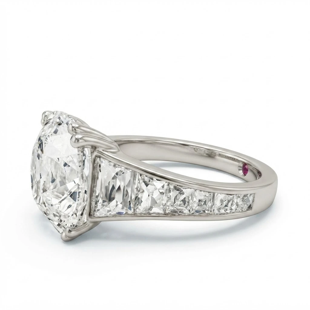 Cushion Cut Lab Grown Diamond Ring in PT950 Platinum IGI Certified view 4
