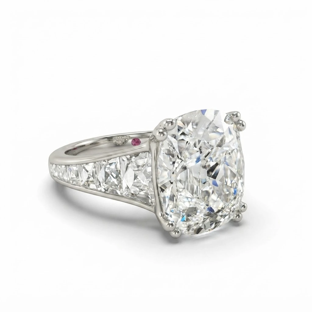 Cushion Cut Lab Grown Diamond Ring in PT950 Platinum IGI Certified view 5
