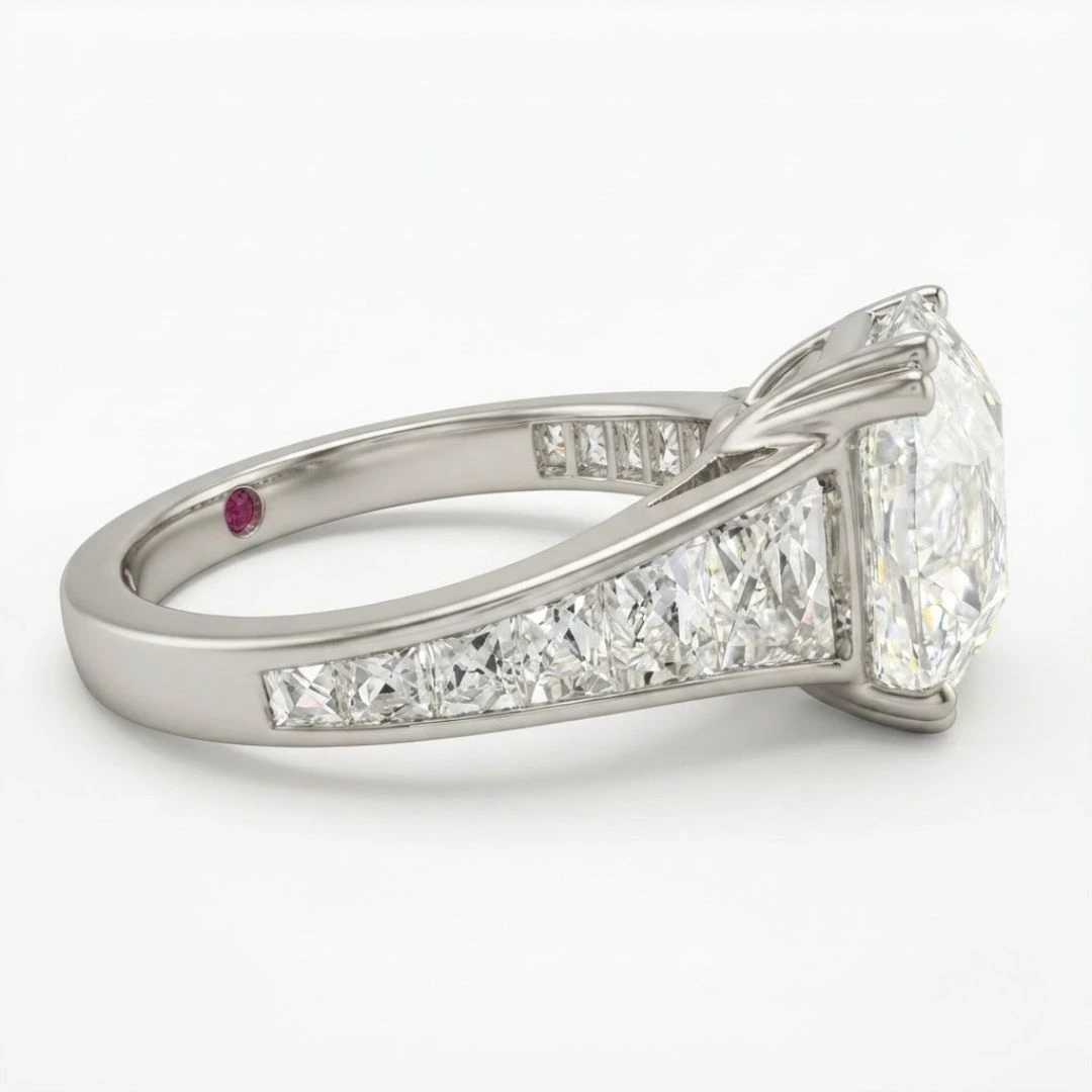 Cushion Cut Lab Grown Diamond Ring in PT950 Platinum IGI Certified view 6
