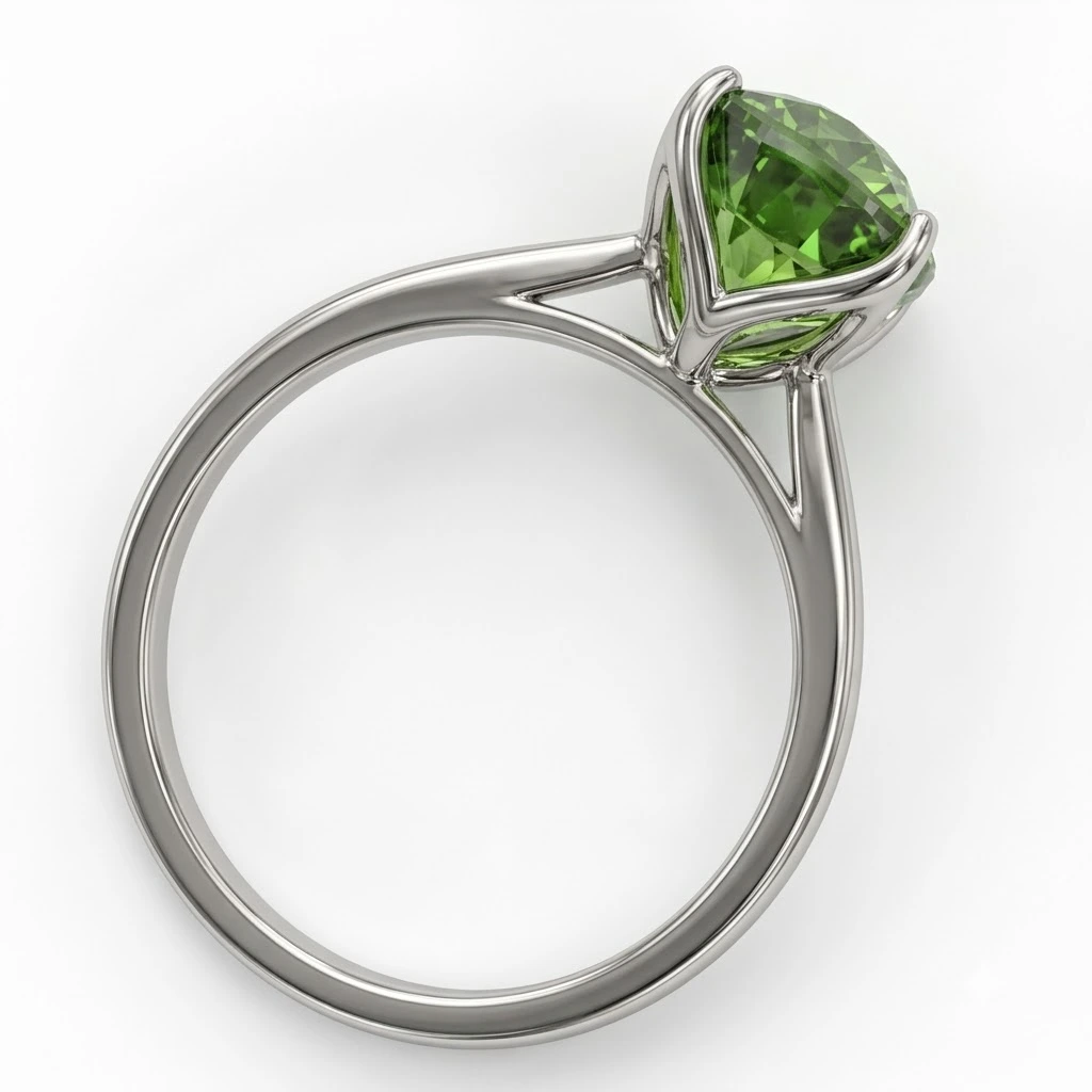 Cushion Green Lab Grown Diamond Solitaire Ring in Platinum view 7
