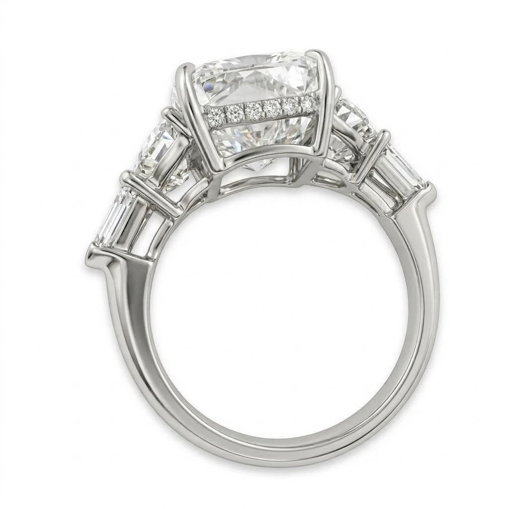 Cushion, Half Moon, Baguette, Round & Fancy Lab Grown Diamond Ring view 4