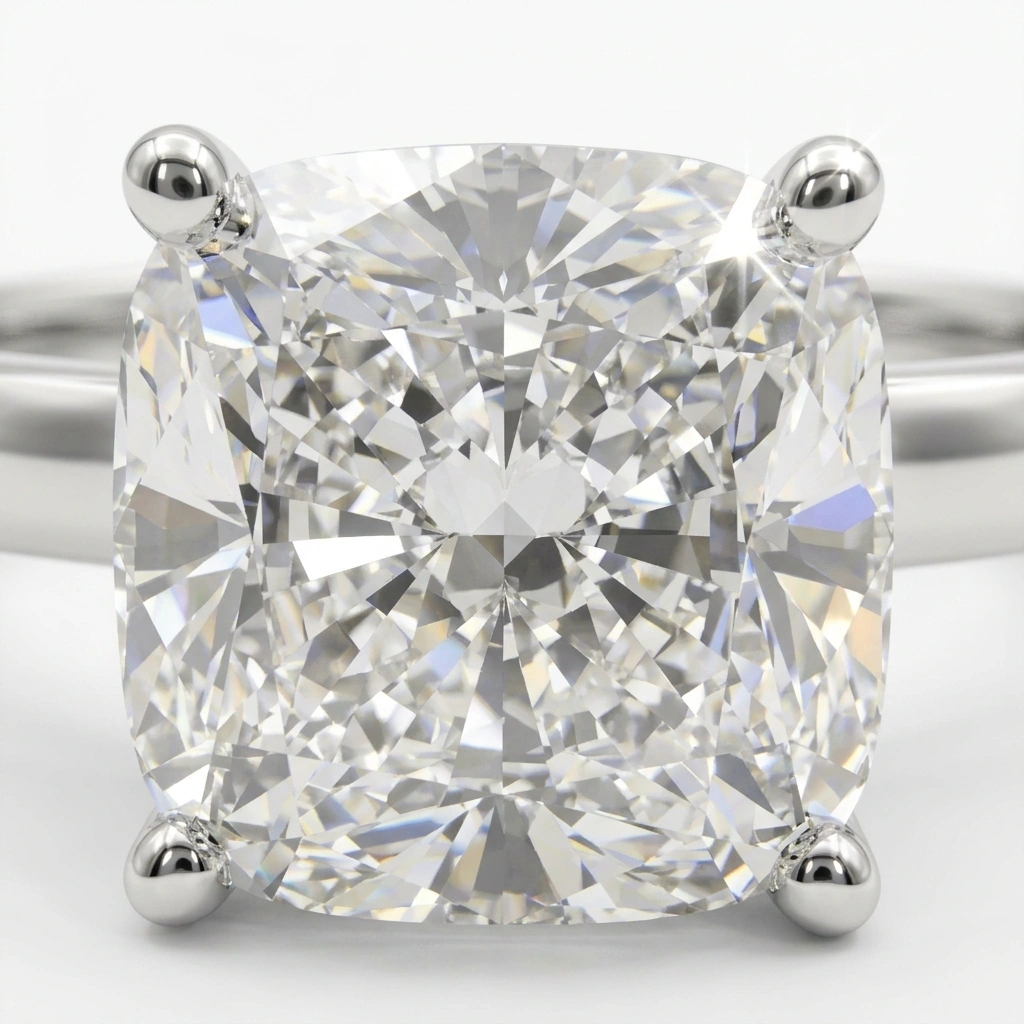 Cushion Shape Lab Grown Diamond Ring with Brilliant Accents view 6