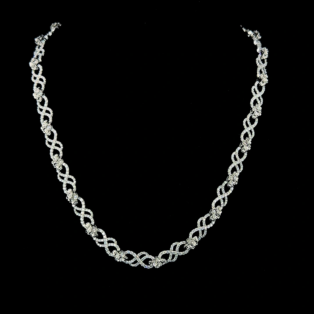 Diamond Infinity Link Necklace in PT950 Platinum, 10 CT Natural Diamond Statement Necklace for Women view 3