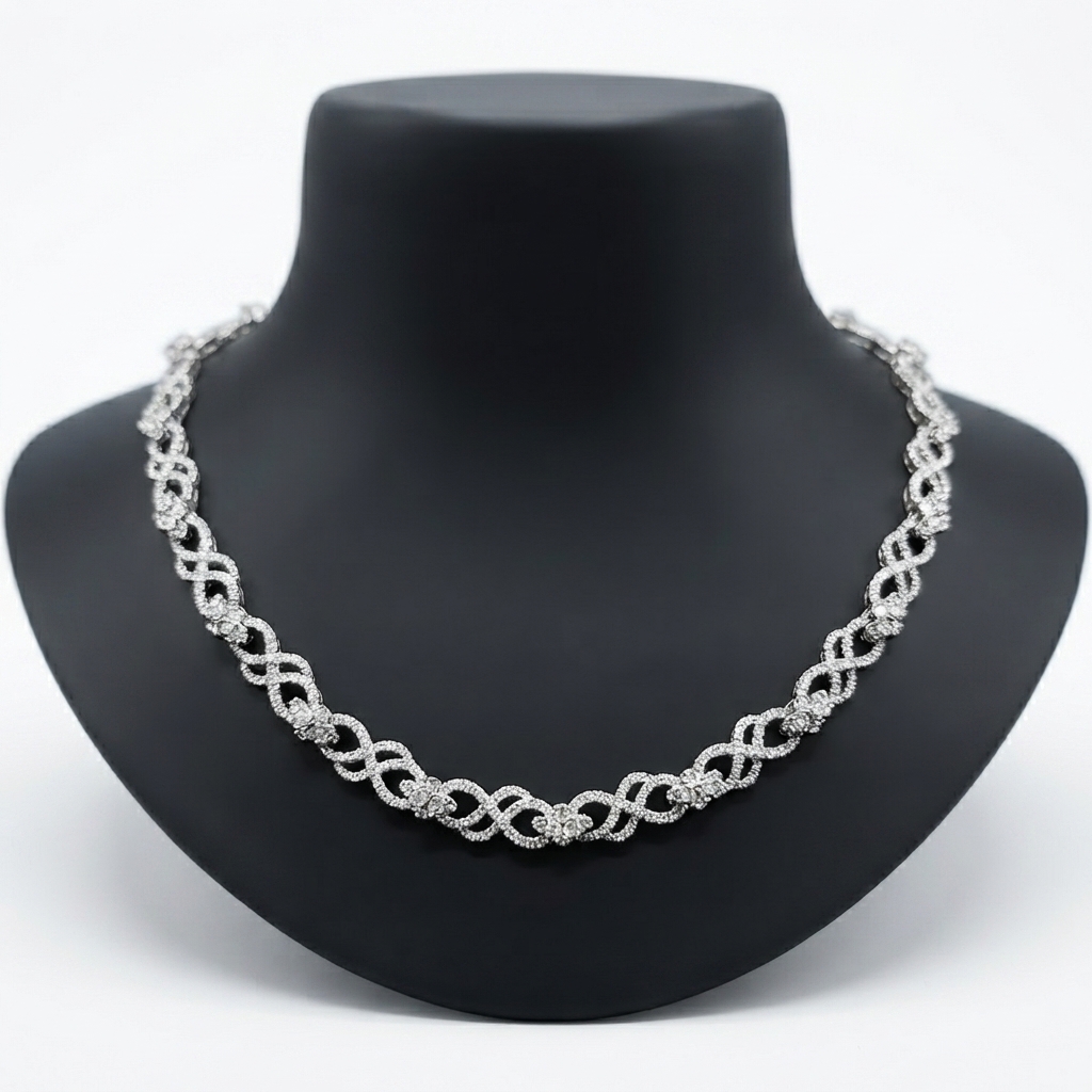 Diamond Infinity Link Necklace in PT950 Platinum Natural Diamond Statement Necklace for Women view 3