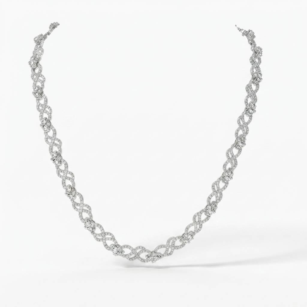 Diamond Infinity Link Necklace in PT950 Platinum Natural Diamond Statement Necklace for Women view 4