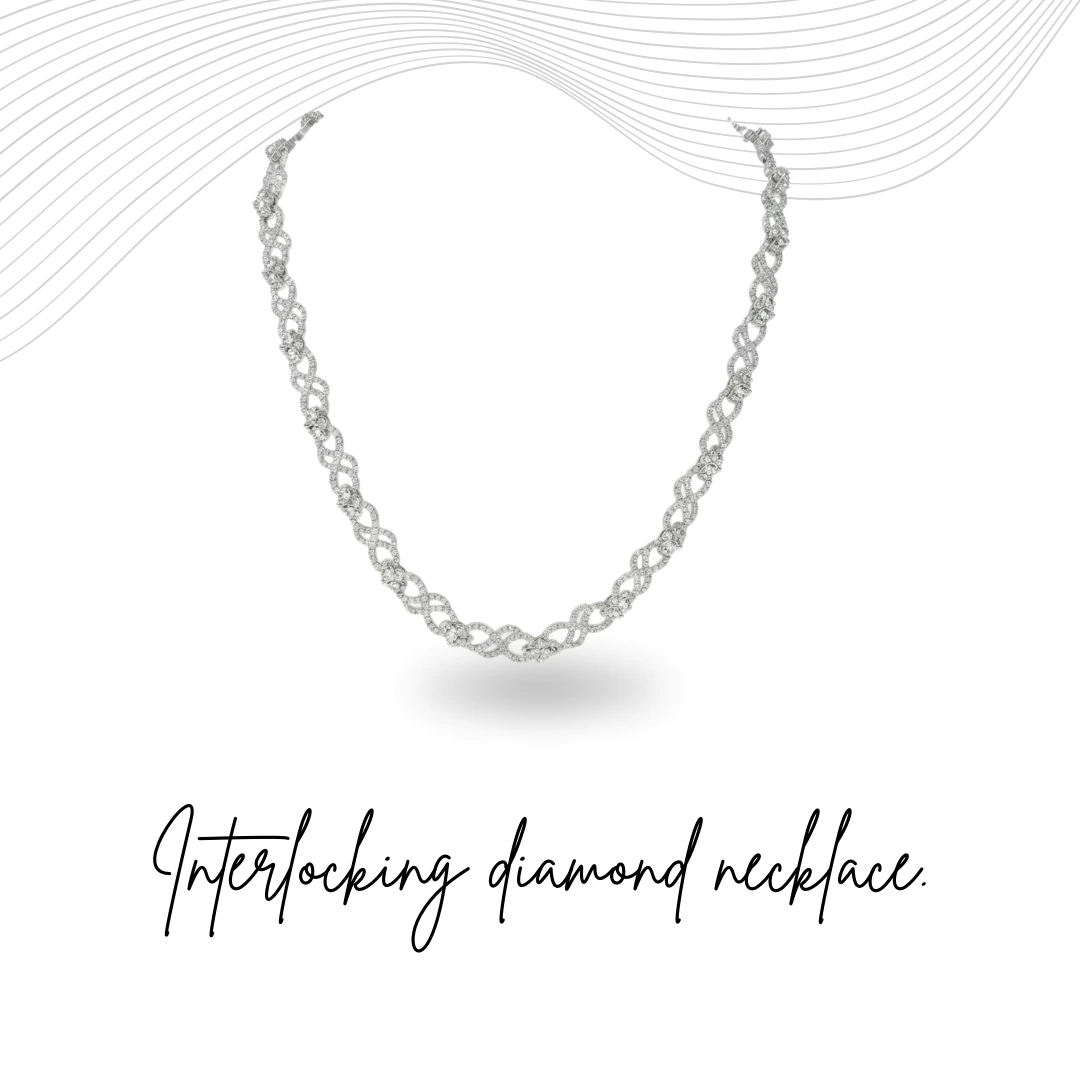 Diamond Infinity Link Necklace in PT950 Platinum Natural Diamond Statement Necklace for Women