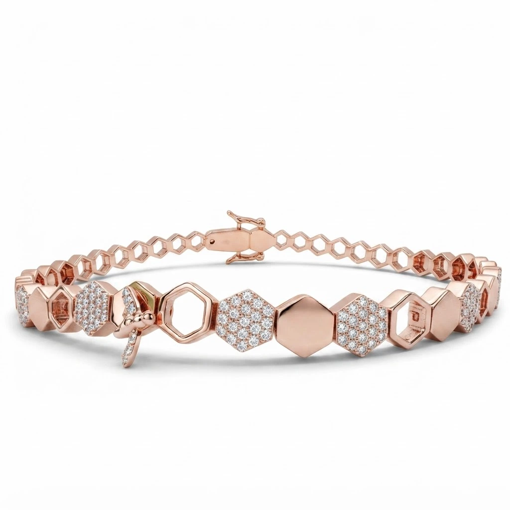 Elegant Round Diamond Bracelet in Rose Gold | Fine Jewelry view 3