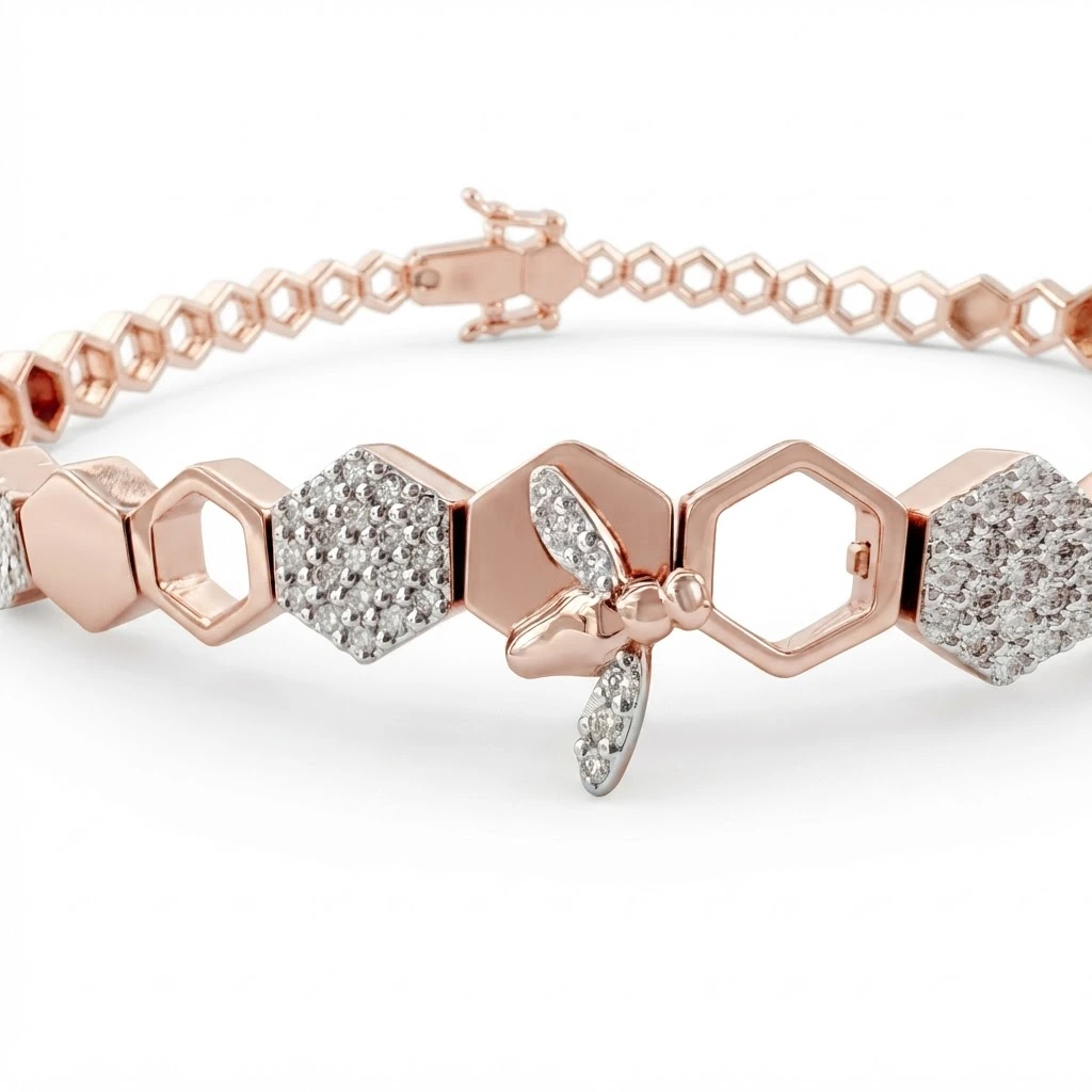 Elegant Round Diamond Bracelet in Rose Gold | Fine Jewelry view 4