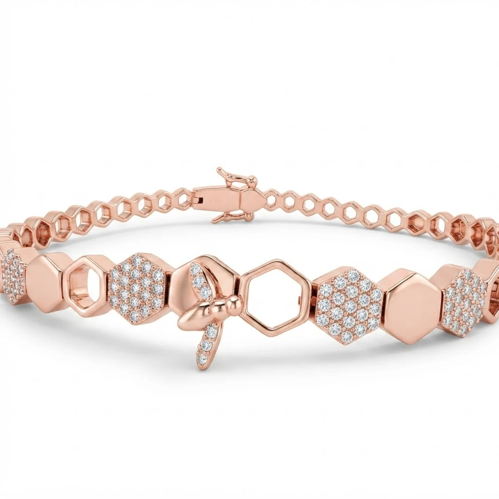 Elegant Round Diamond Bracelet in Rose Gold | Fine Jewelry view 5