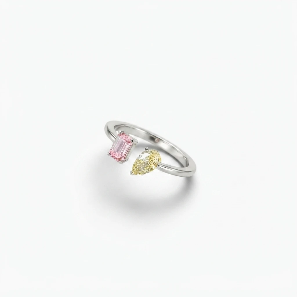 Emerald & Pear Cut Diamond Ring | Certified Lab Grown Jewelry view 4