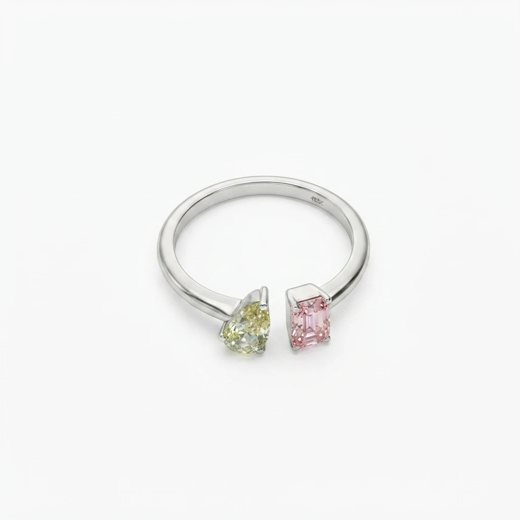 Emerald & Pear Cut Diamond Ring | Certified Lab Grown Jewelry view 5