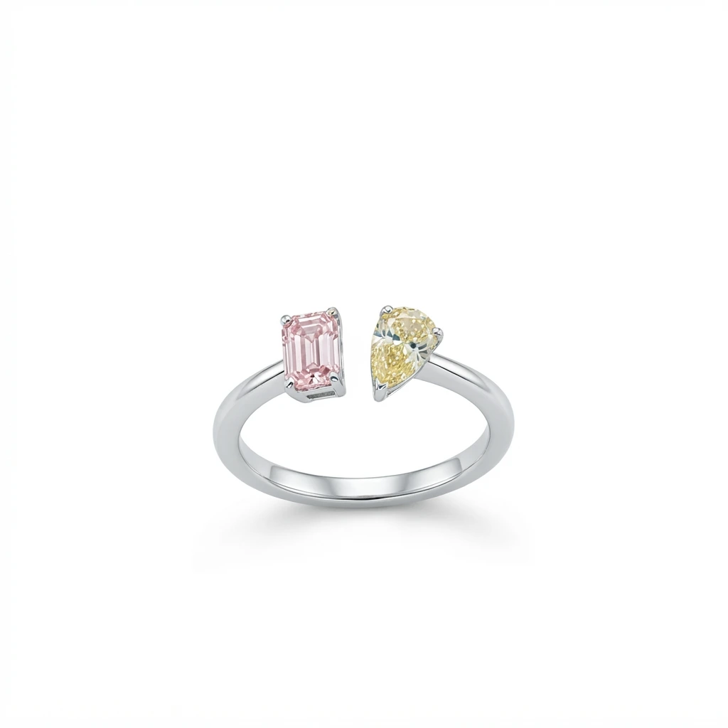 Emerald & Pear Cut Diamond Ring | Certified Lab Grown Jewelry view 7