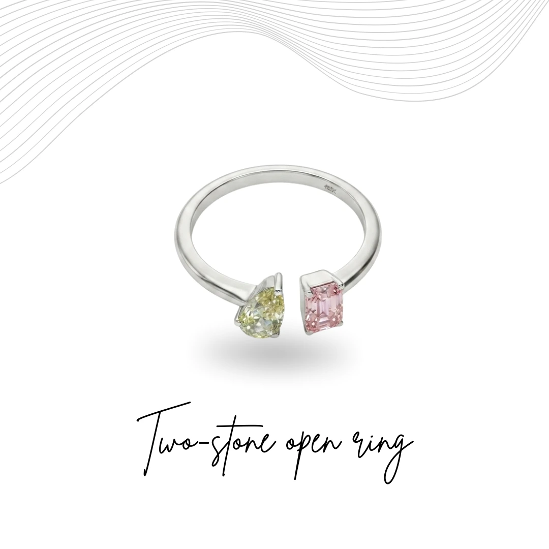 Emerald & Pear Cut Diamond Ring | Certified Lab Grown Jewelry