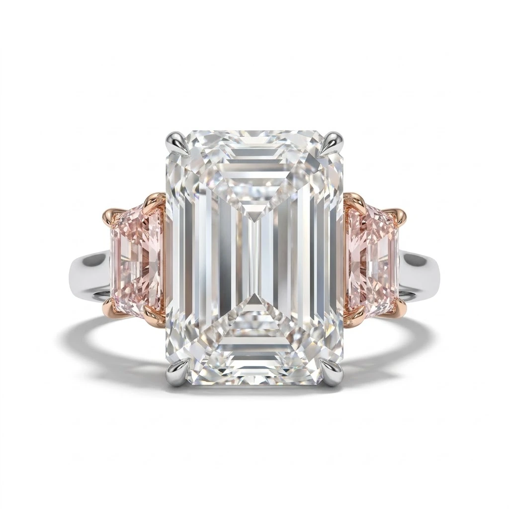 Emerald & Tappers Lab Grown Diamond Three Stone Ring | IGI Certified view 3