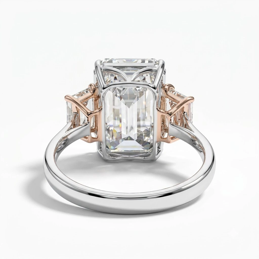 Emerald & Tappers Lab Grown Diamond Three Stone Ring | IGI Certified view 4