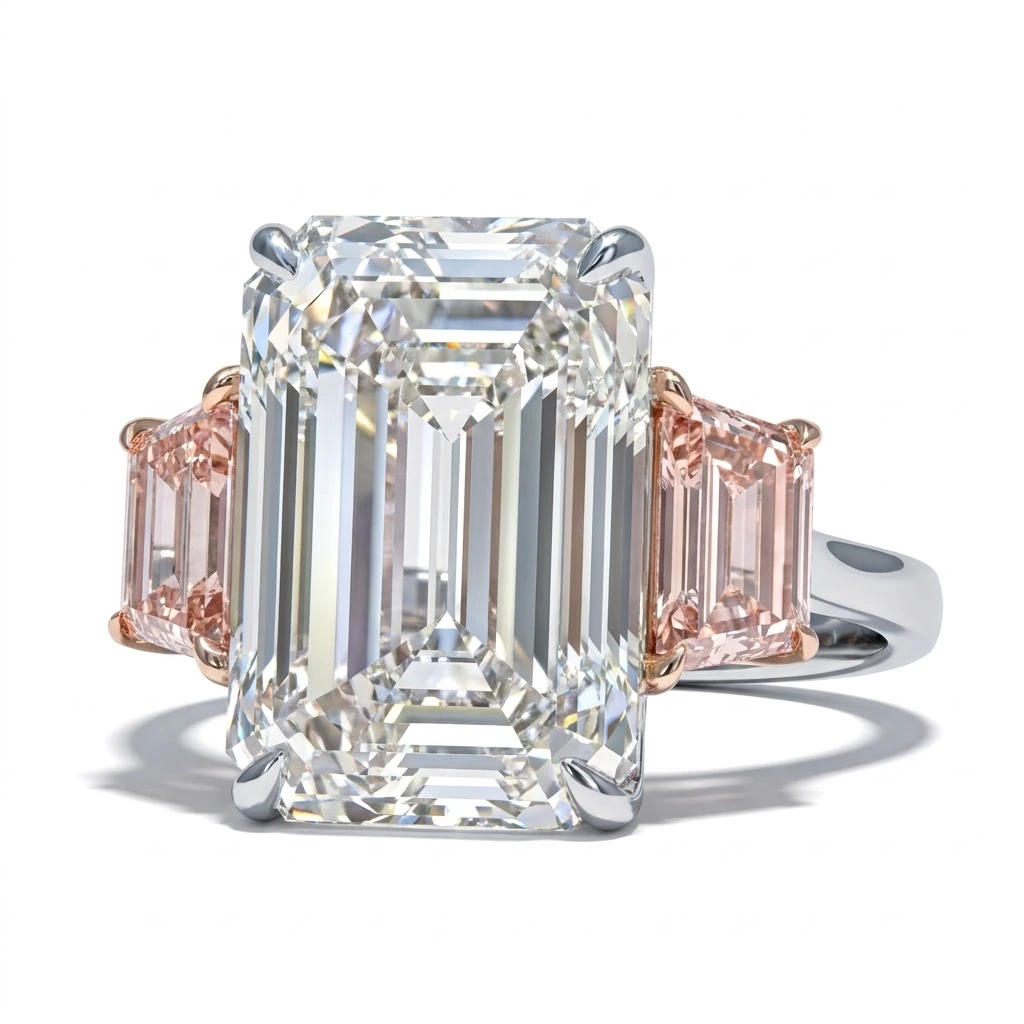 Emerald & Tappers Lab Grown Diamond Three Stone Ring | IGI Certified view 5