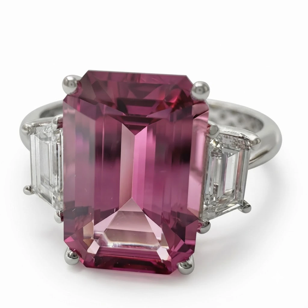 Emerald & Trapezoid Lab Grown Diamond Ring | IGI Certified view 7