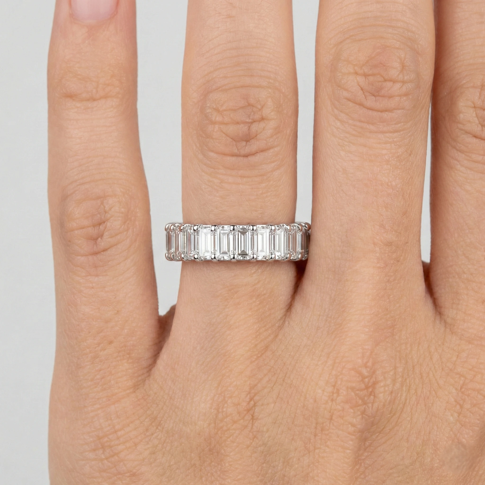Emerald Cut Diamond Eternity Ring Lab Grown Diamond | IGI Certified view 7