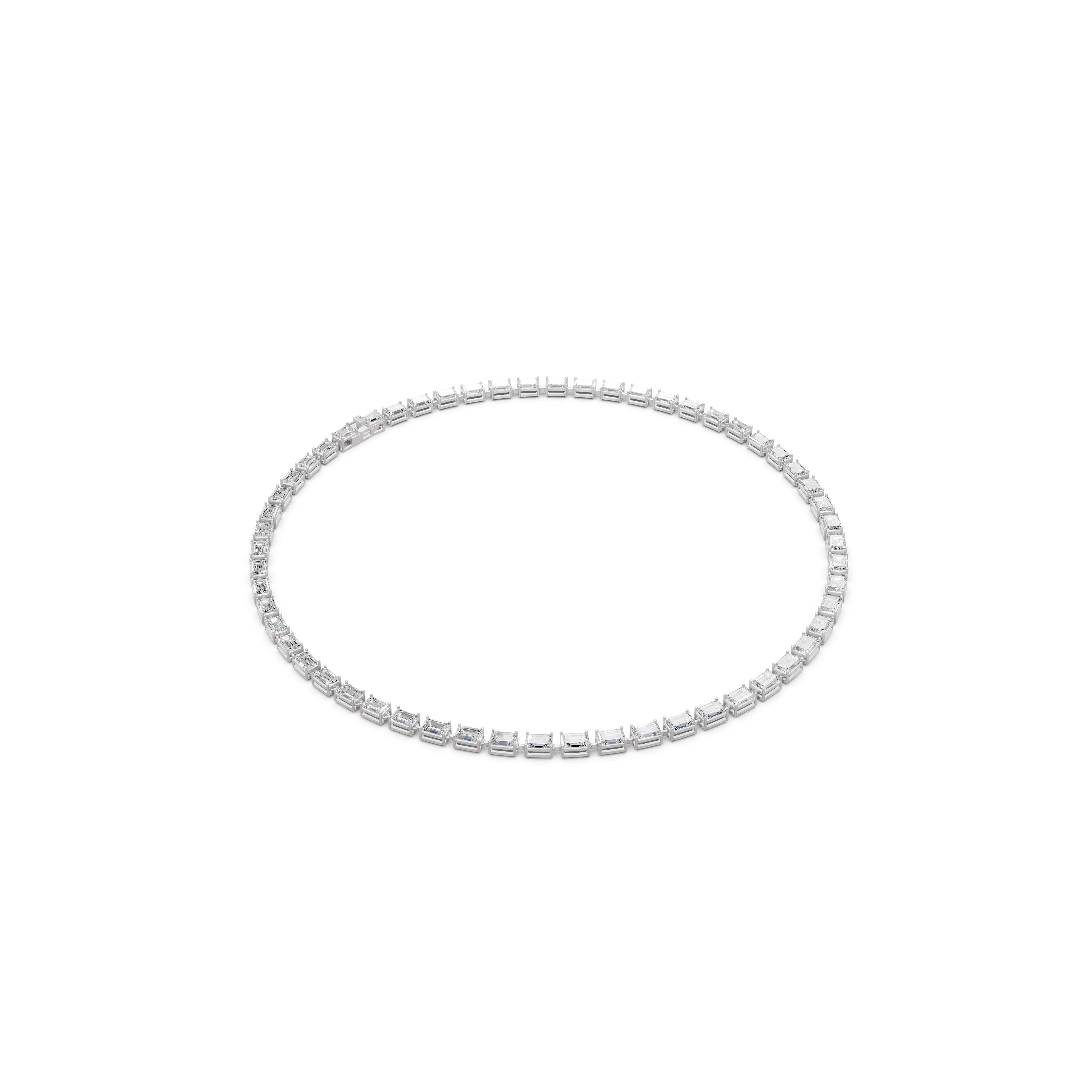 Emerald Cut Diamond Tennis Necklace White Gold, IGI Certified view 3