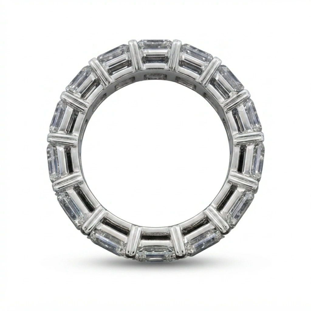 Emerald Cut Diamond Wedding Band in PT950 Platinum | IGI Certified view 4