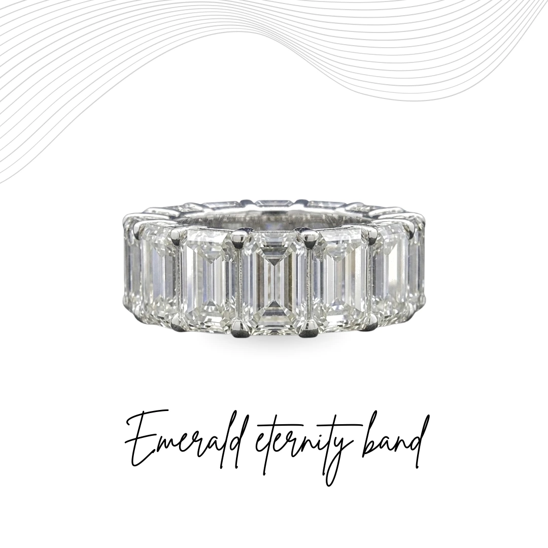 Emerald Cut Diamond Wedding Band in PT950 Platinum | IGI Certified