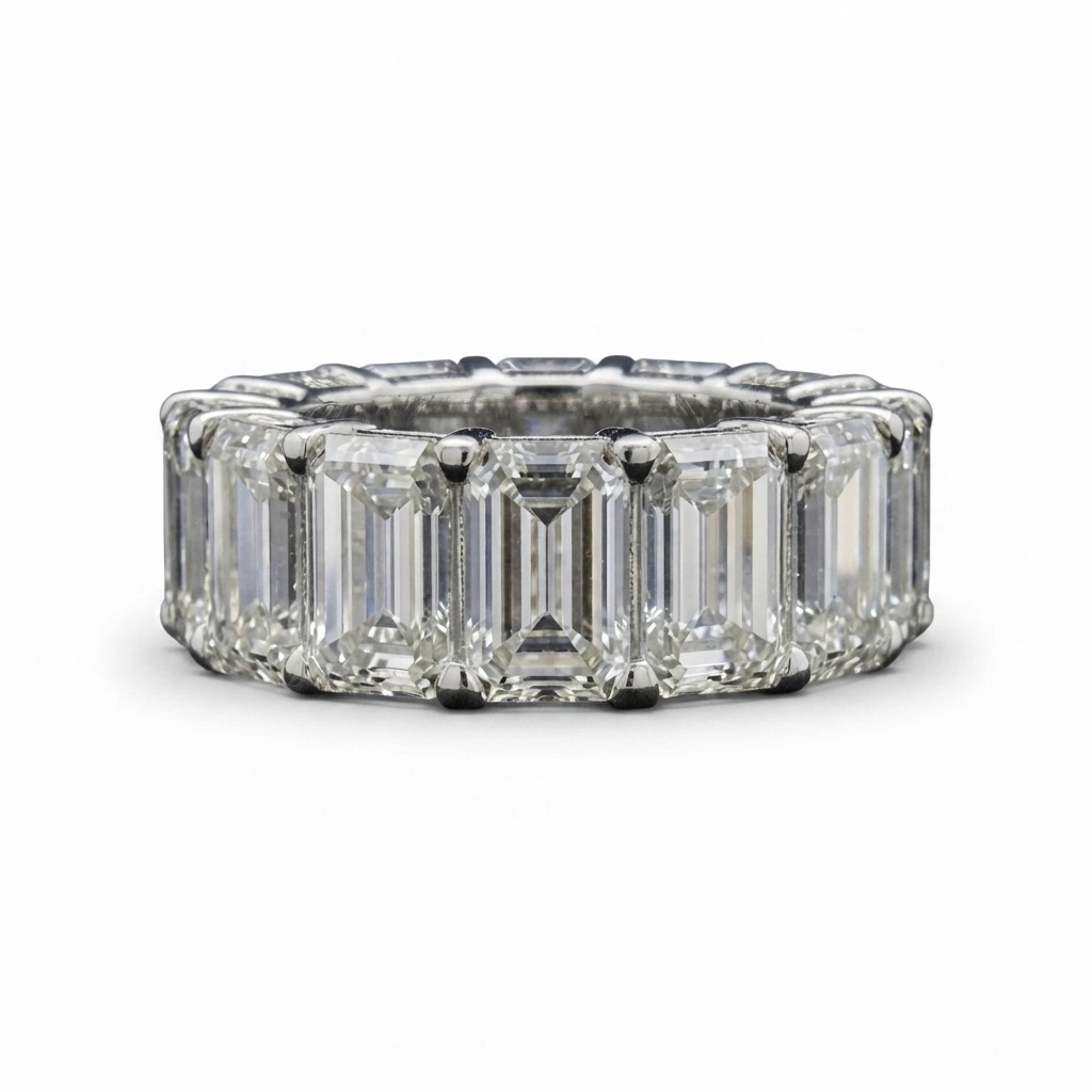 Emerald Cut Diamond Wedding Band in PT950 Platinum | IGI Certified view 3