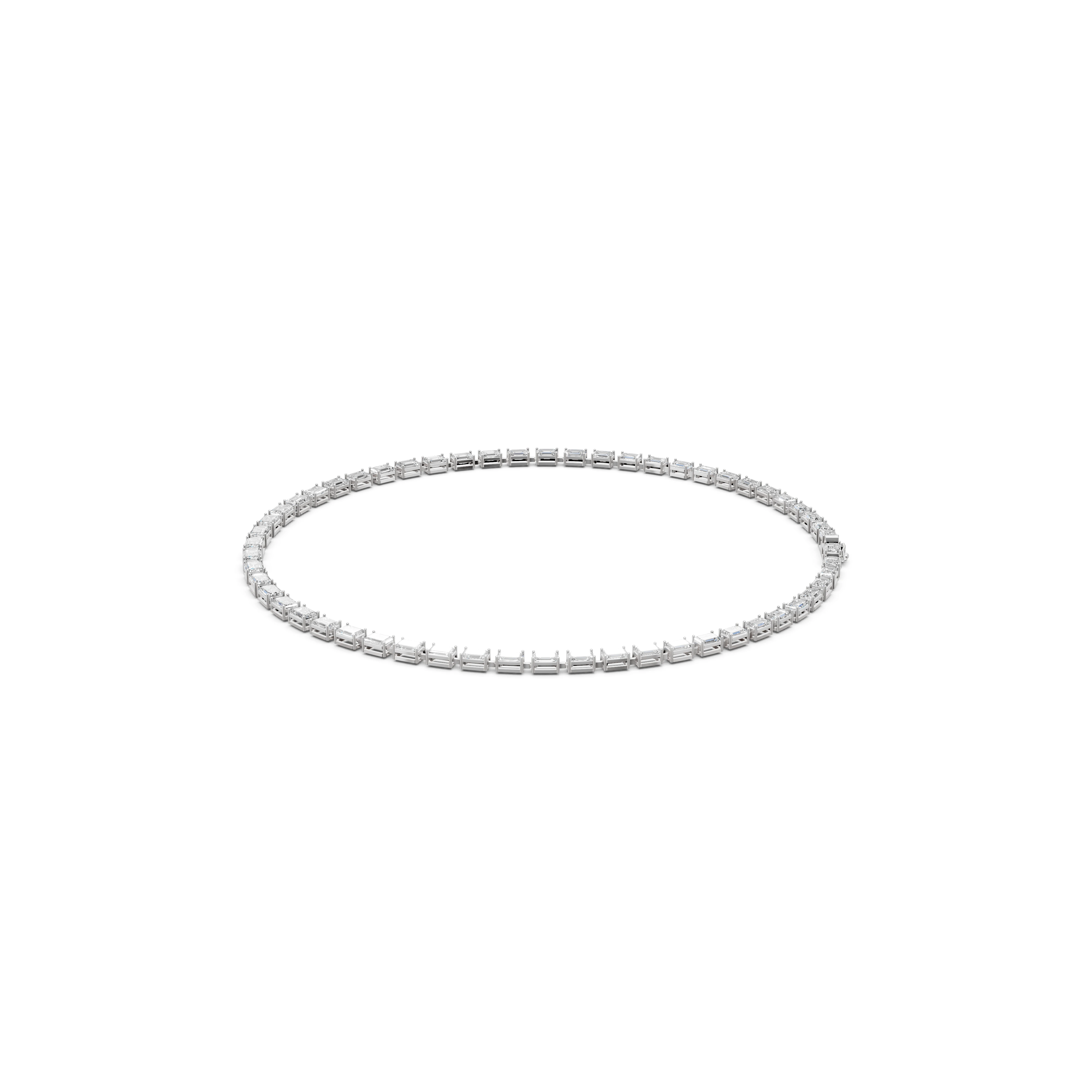 Emerald-Cut Lab-Grown Diamond Tennis Necklace in PT950 Platinum view 4