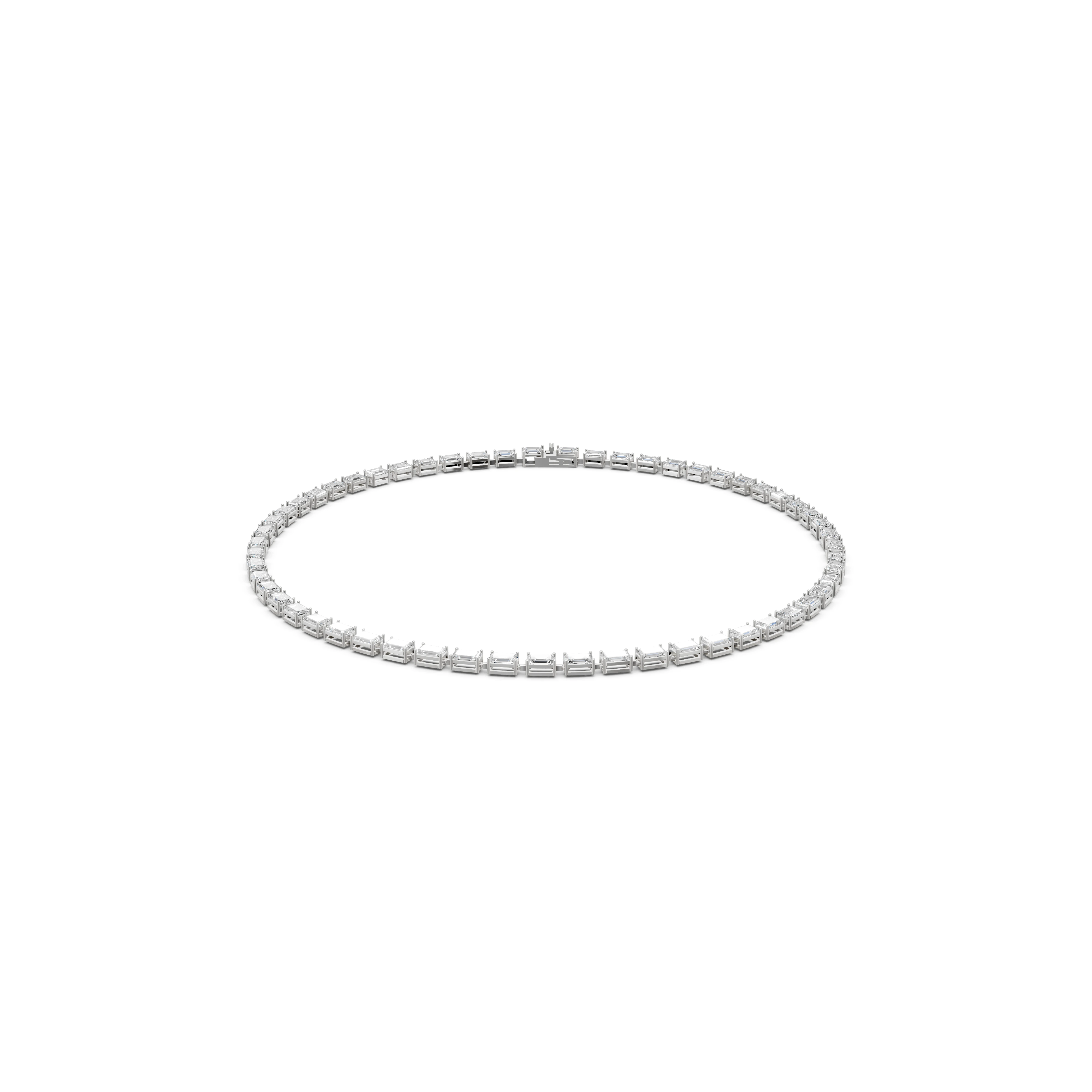 Emerald-Cut Lab-Grown Diamond Tennis Necklace in PT950 Platinum view 5
