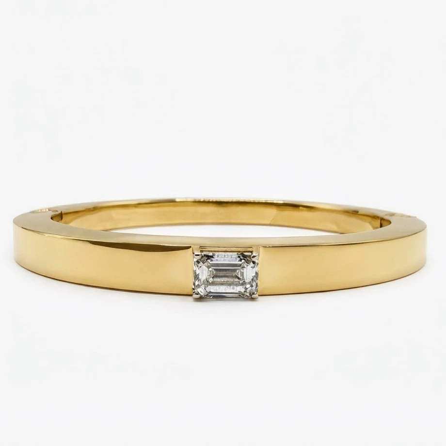 Emerald Lab Grown Diamond Bangle Bracelet | Yellow Gold | IGI Certified