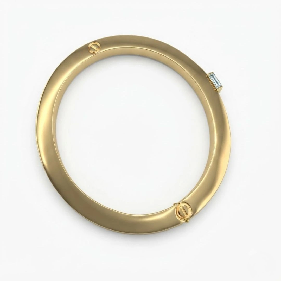 Emerald Lab Grown Diamond Bangle Bracelet | Yellow Gold | IGI Certified view 3
