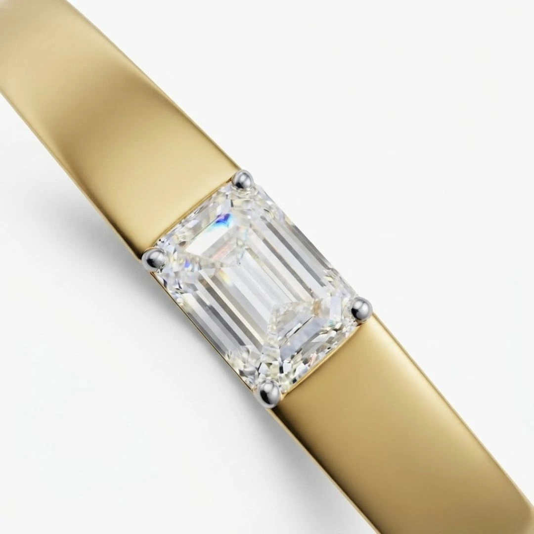 Emerald Lab Grown Diamond Bangle Bracelet | Yellow Gold | IGI Certified view 4