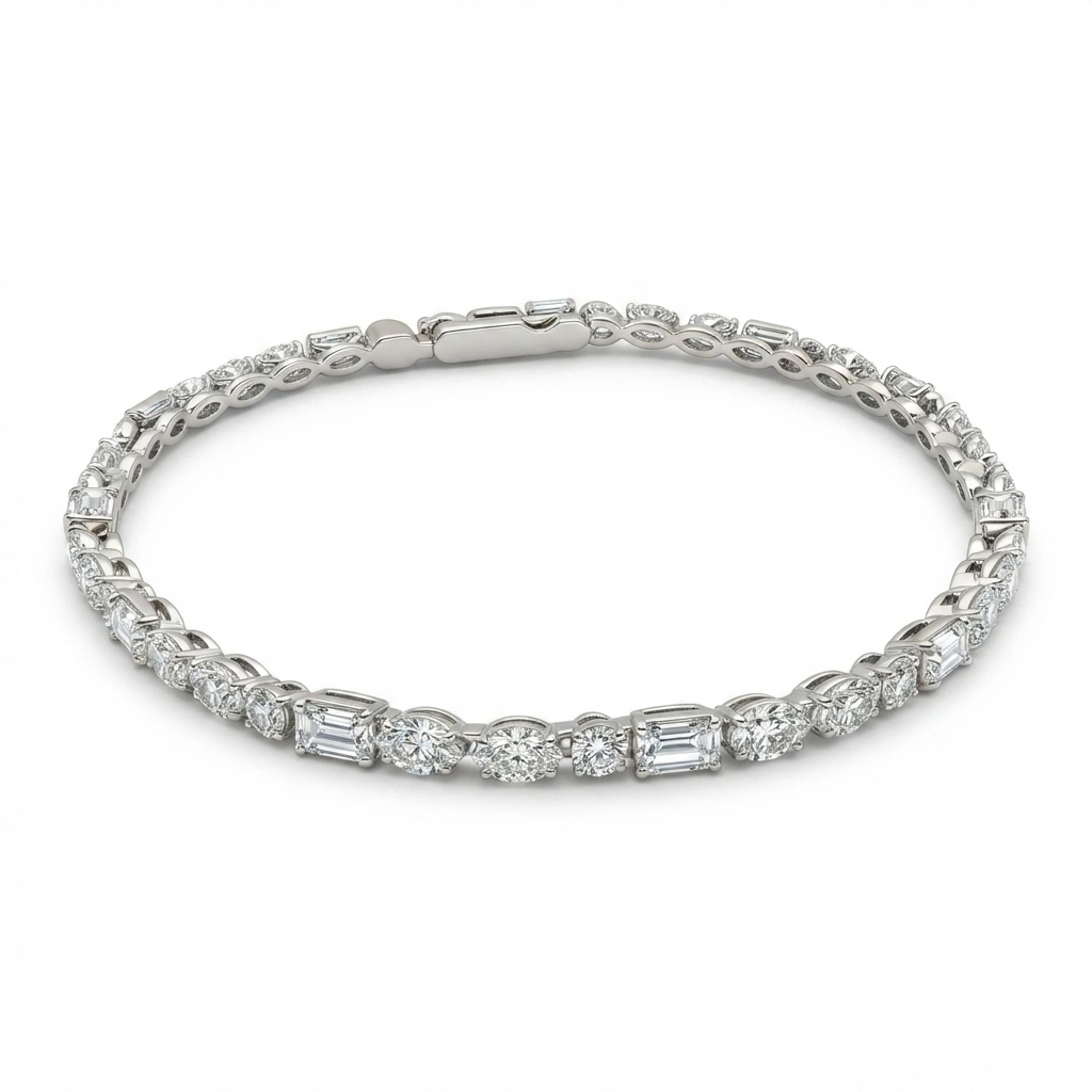 Emerald Oval Round Diamond Bracelet | IGI Certified view 3