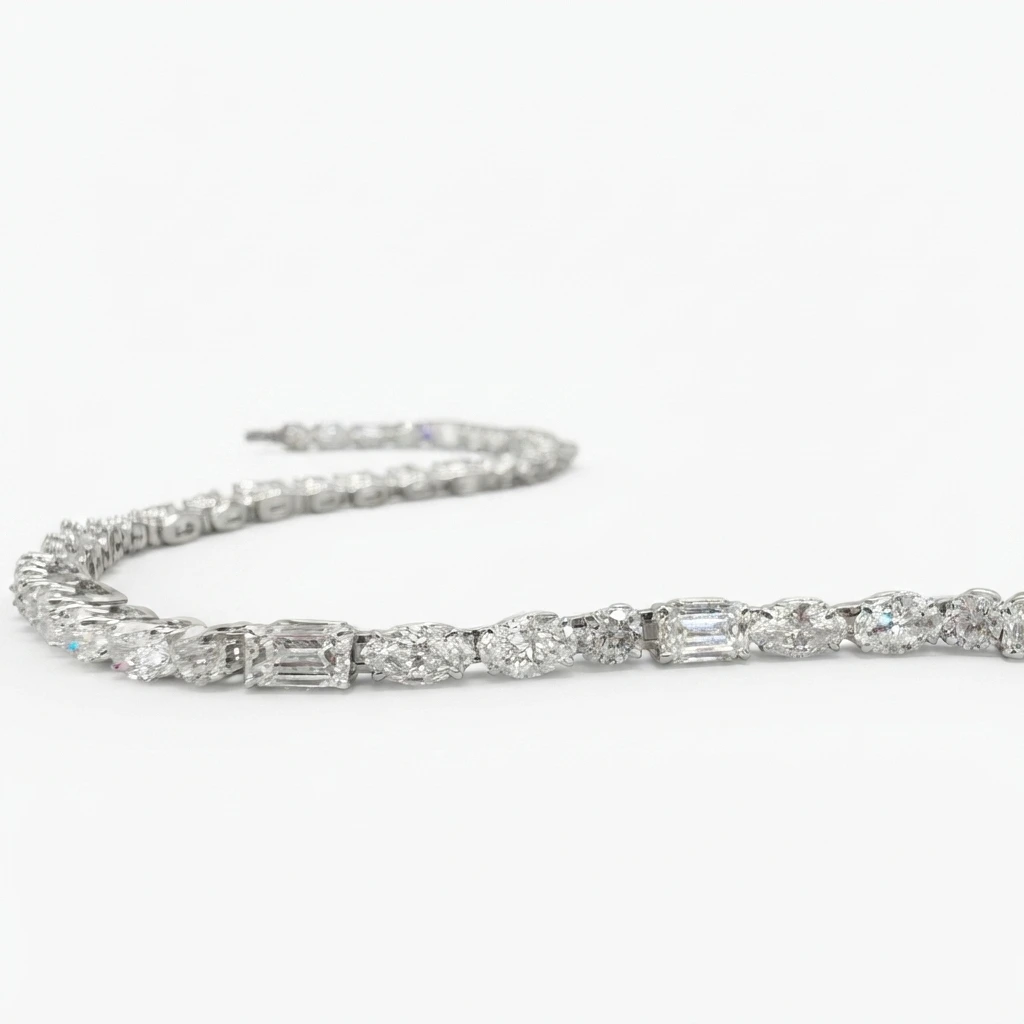 Emerald Oval Round Diamond Bracelet | IGI Certified view 4