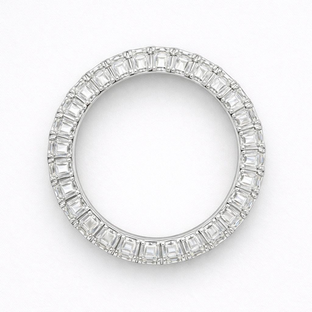 Emerald Platinum Diamond Eternity Ring view 5