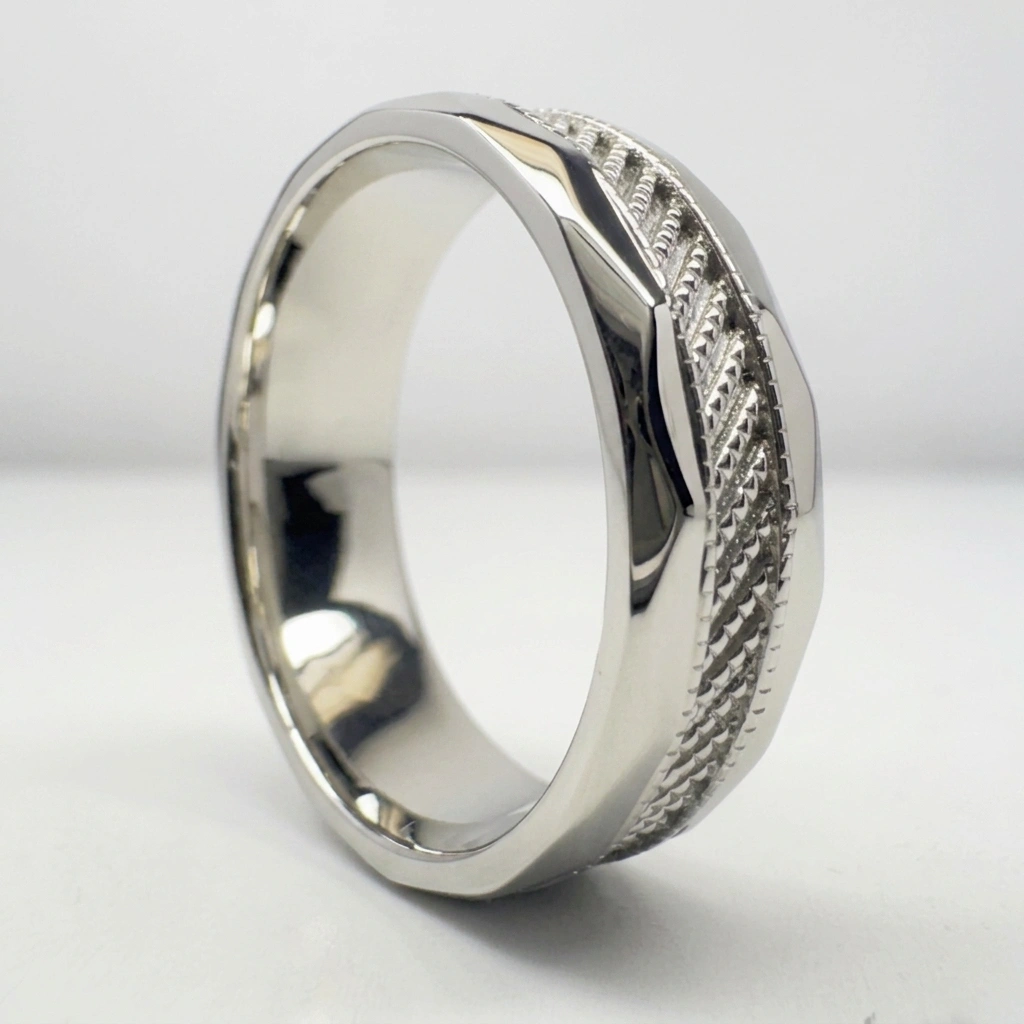 Engraved Pattern Diamond Ring | Luxury Fine Jewelry view 6