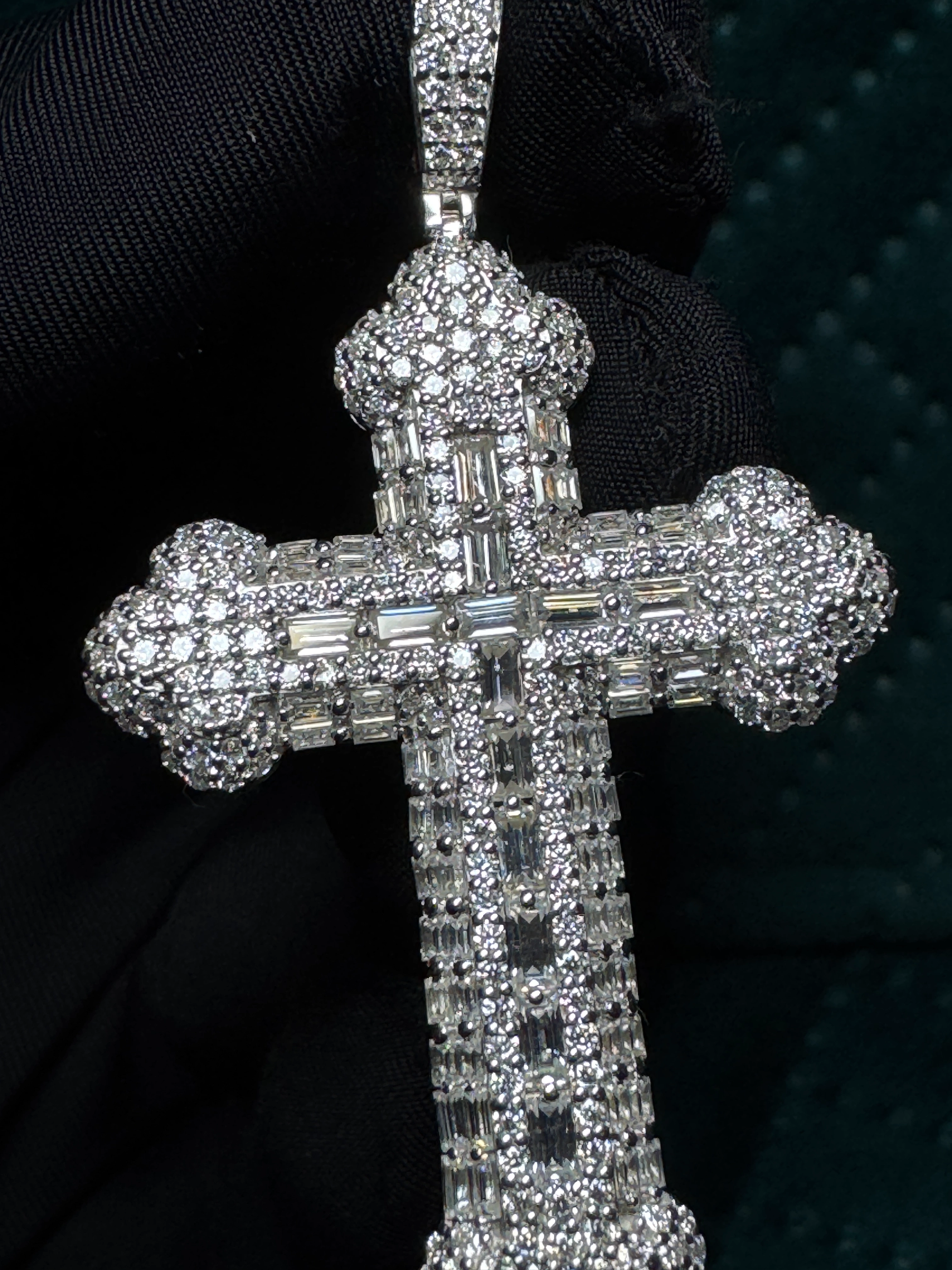 Handcrafted PT950 Platinum Diamond Cross Pendant view 6