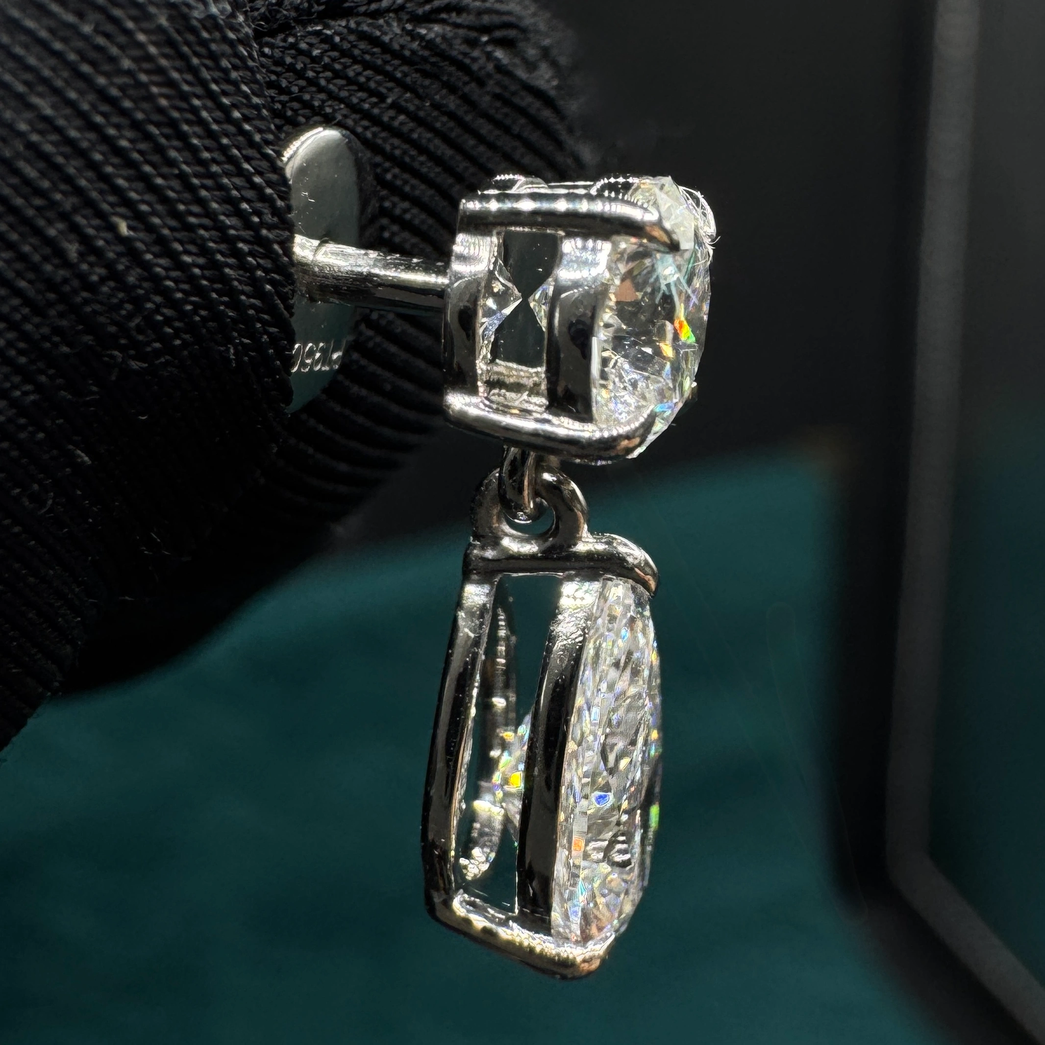 Exquisite 3.00 CT Pear & Round Lab Grown Diamond Earrings in PT950 Platinum for Women view 3