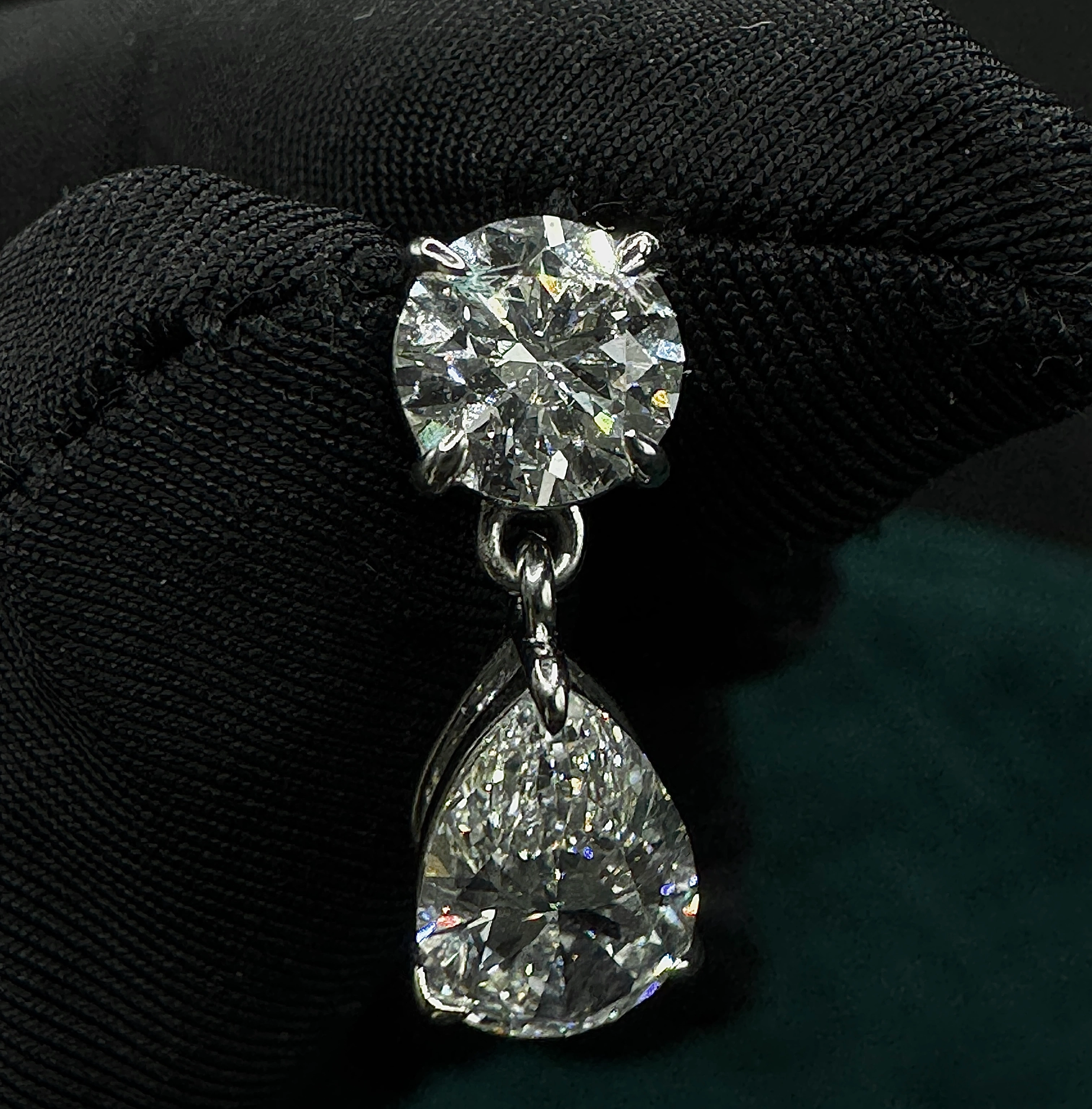 Exquisite 3.00 CT Pear & Round Lab Grown Diamond Earrings in PT950 Platinum for Women view 5